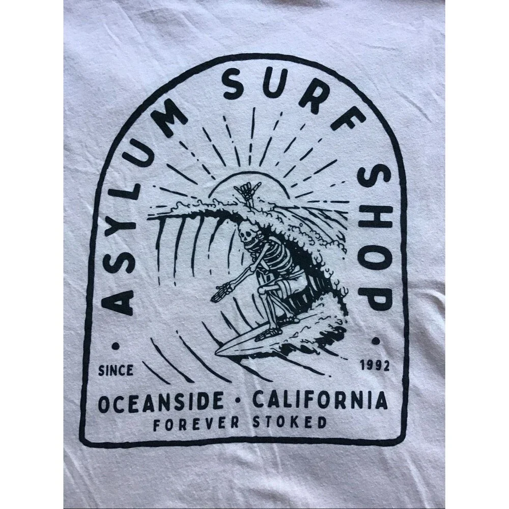 Yesterday’s Sportswear Asylum Surf Shop Skeleton Graphic Tee Cotton XL Pink